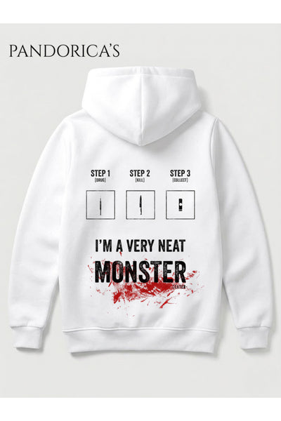 DEXTER Tasarımı " I'M A VERY NEAT MONSTER " İkonik Replik Yazılı SIRT Baskılı Unisex Kapüşonlu Pamuklu Sweatshirt Hoodie