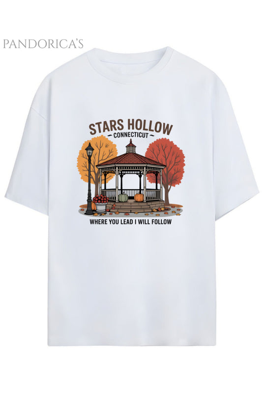 Gilmore Girls Tasarım Serisi İkonik STARS HOLLOW Yazılı Baskılı Pamuklu Unisex Tişört