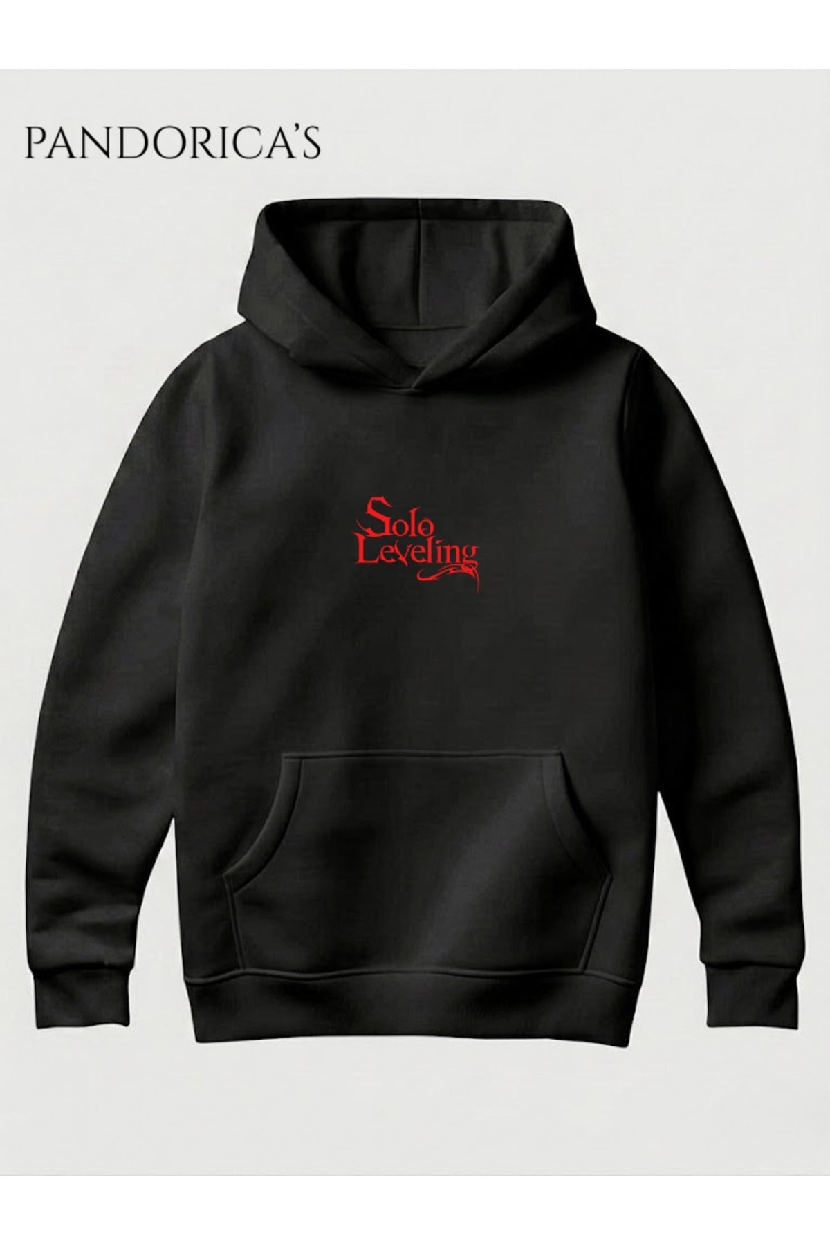 Siyah Solo Leveling Anime Tasarımı Smile Yazılı "Statue Of God" Sırt Ve Ön Baskılı Yazılı Baskılı Unisex Kapüşonlu Pamuklu Sweatshirt Hoodie - 6