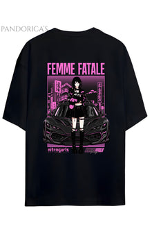 Streetwear Tasarımları Japanese Style "FEMME FATALE" Yazılı Sırt Baskılı Pamuklu Unisex Tişört
