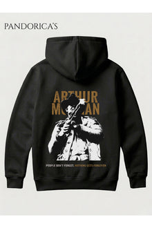 Red Dead Redemption Arthur Morgan Tasarımı "PEOPLE DON'T FORGET.NOTHING GETS FORGIVEN " Replik Yazılı SIRT Baskılı Unisex Kapüşonlu Pamuklu Sweatshirt Hoodie