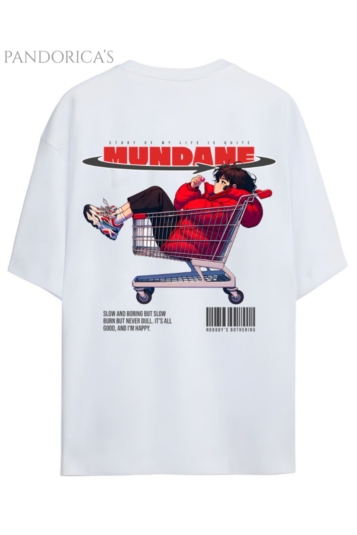 Streetwear Tasarımları Japanese Style "Mundane" Yazılı Sırt Baskılı Pamuklu Unisex Tişört
