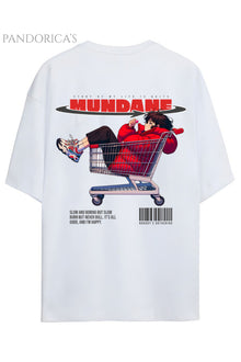 Streetwear Tasarımları Japanese Style "MUNDANE" Yazılı Sırt Baskılı Pamuklu Unisex Tişört