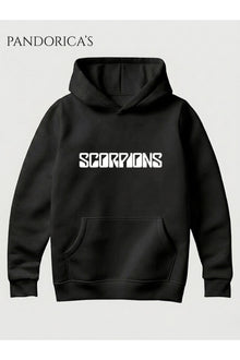 SCORPIONS Tasarımı Yazılı Baskılı Unisex Kapüşonlu Pamuklu Kanguru Cepli Sweatshirt Hoodie