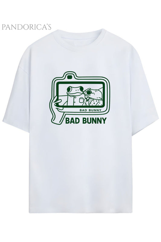 BAD BUNNY TASARIM SERİSİ SAPO BASKILI YAZILI RELAXED KALIP PAMUKLU UNISEX TİŞÖRT