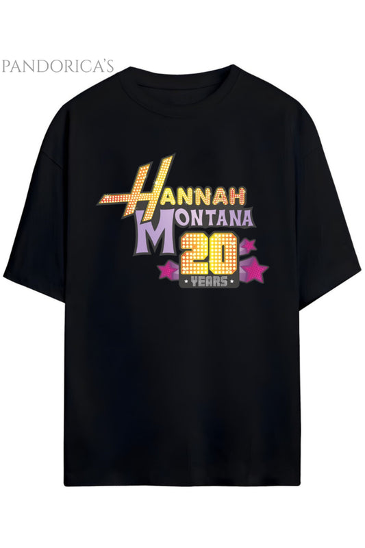 Pandorica's Hannah Montana Miley Cyrus 20. Yıl Tasarımı Baskılı Unisex Pamuklu T-shirt