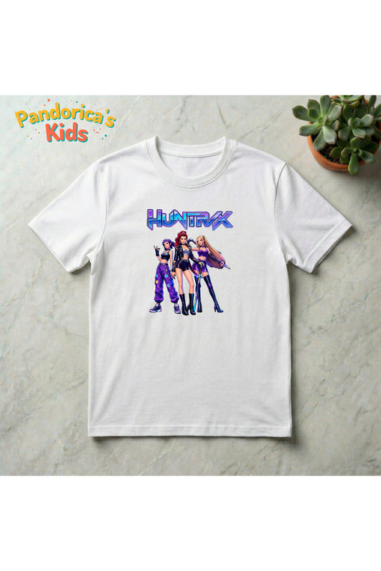 Pandorica's Kpop İblis Avcıları (Demon Hunters) Tasarımı Pamuklu Unisex Çocuk T-shirt