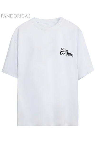 Solo Leveling Anime Tasarım Serisi Smile "STATUE OF GOD" Yazılı Sırt Ve Göğüs Baskılı Pamuklu Unisex Tişört