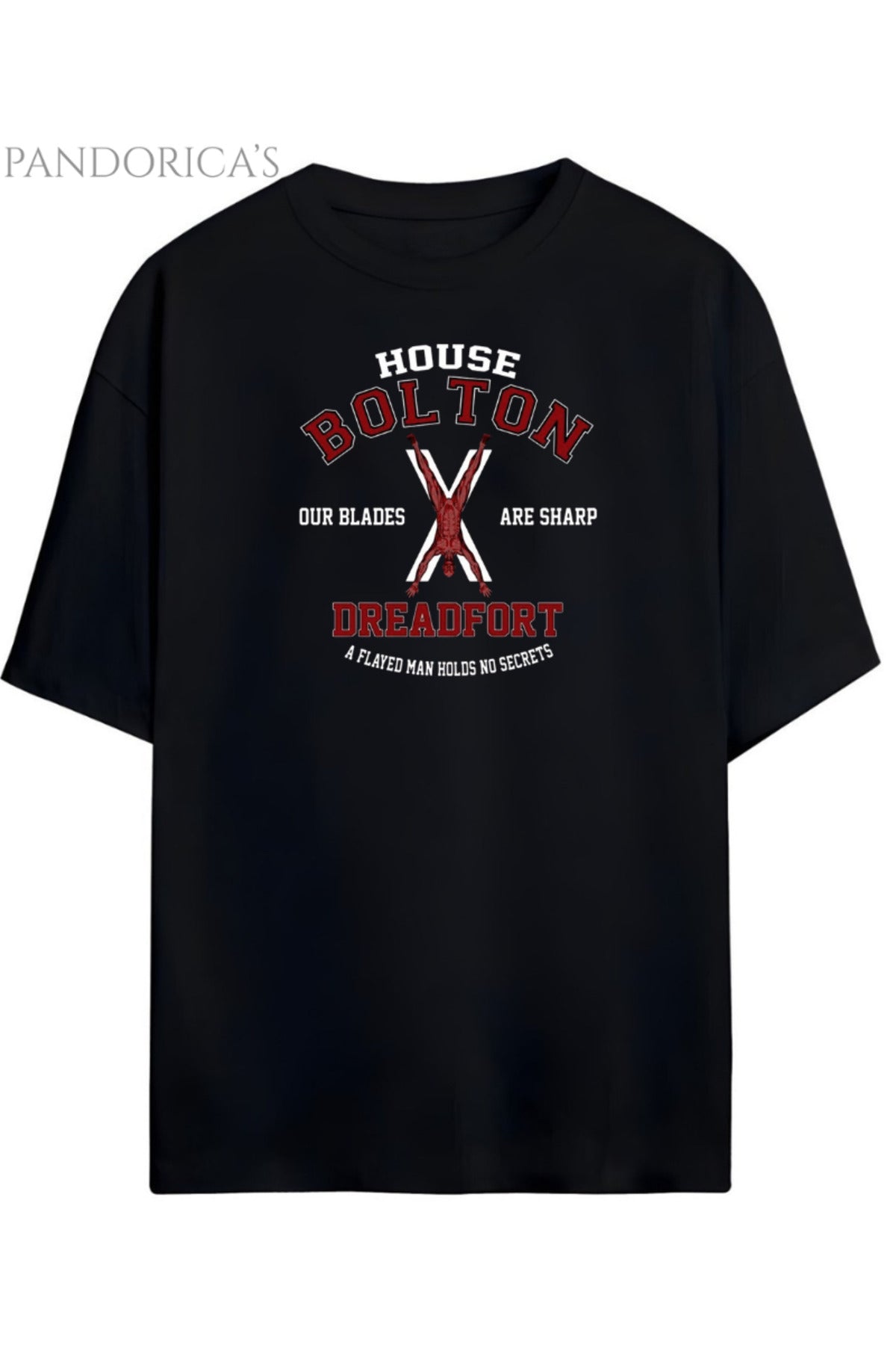Pandorica's Game Of Thrones Tasarımı House Bolton Baskılı Unisex Pamuklu T-Shirt