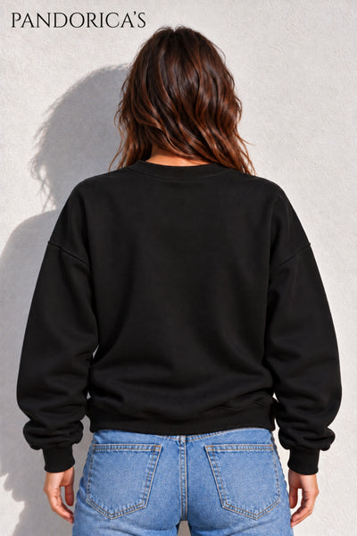 Unisex Düz Baskısız Bisiklet Yaka 3 İplik Şardonlu Pamuklu Relaxed Sweatshirt Kışlık