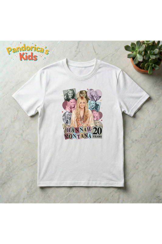 Pandorica's Hannah Montana Miley Cyrus 20. Yıl Özel Pamuklu Çocuk T-Shirt