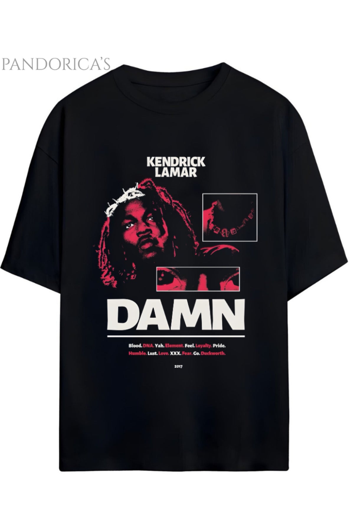 Kendrick Lamar "Damn" Albüm Tasarımı Yazılı Baskılı Yazılı Pamuklu Unisex Tişört