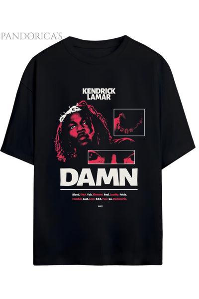 Kendrick Lamar "DAMN" Albüm Tasarımı Yazılı Baskılı Yazılı Pamuklu Unisex Tişört