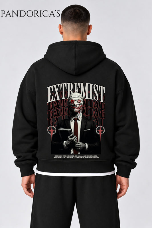 Urban Streetwear Konseptli Unisex Oversize Yazılı SIRT Baskılı Pamuklu Kapüşonlu Fermuarlı Hırka