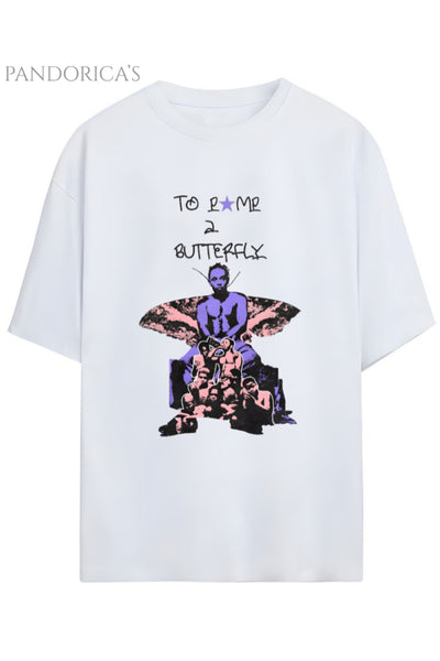 Kendrick Lamar "BUTTERFLY" Albüm Tasarımı Yazılı Baskılı Yazılı Pamuklu Unisex Tişört
