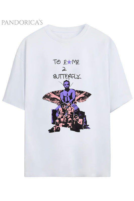 Kendrick Lamar "BUTTERFLY" Albüm Tasarımı Yazılı Baskılı Yazılı Pamuklu Unisex Tişört