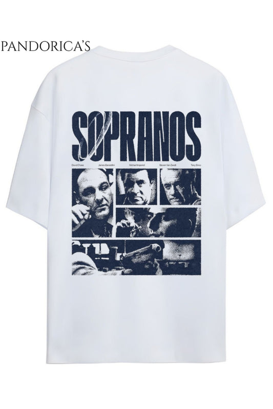 THE SOPRANOS Tasarımı Yazılı SIRT Baskılı Unisex Pamuklu Relaxed Kalıp Tişört