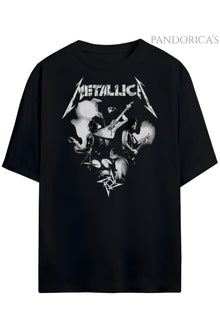 Pandorica's Metallica Tasarımı Baskılı Unisex Oversize Pamuklu T-shirt
