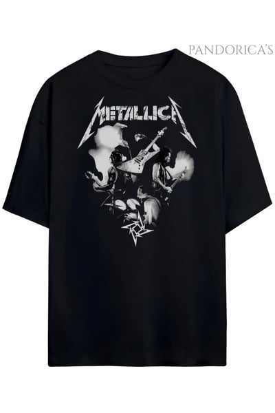 Pandorica's Metallica Tasarımı Baskılı Unisex Oversize Pamuklu T-shirt