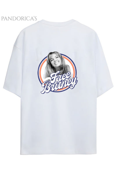 Britney Spears Tasarım Serisi "FREE BRITNEY" Yazılı Göğüs Ve Sırt Baskılı Unisex Tişört