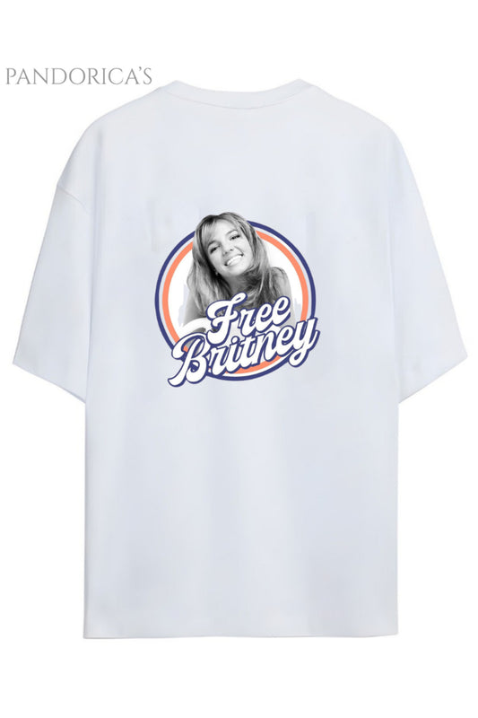 Britney Spears Tasarım Serisi "FREE BRITNEY" Yazılı Göğüs Ve Sırt Baskılı Unisex Tişört