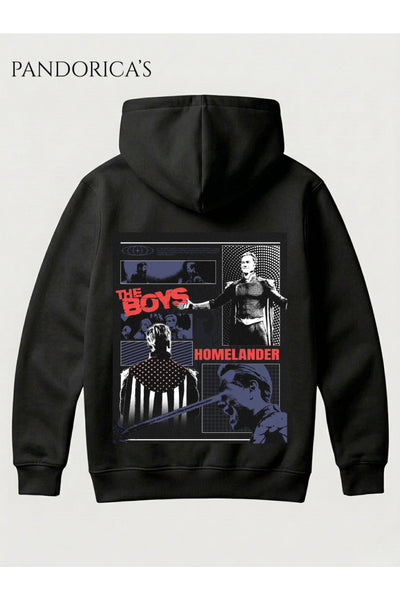 The Boys HOMELANDER Tasarımı Yazılı SIRT Baskılı Unisex Kapüşonlu Pamuklu Sweatshirt Hoodie