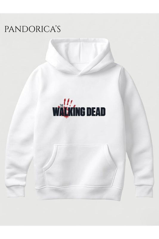THE WALKING DEAD Tasarımı Yazılı Baskılı %100 Pamuk 3 İplik Kışlık Kapüşonlu Kanguru Cepli Basic Sweatshirt (Hoodie)