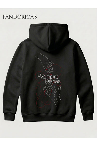 The Vampire Diaries Tasarımı Yazılı Sırt Baskılı Pamuklu Kapüşonlu Unisex Sweatshirt Hooded Hoodie