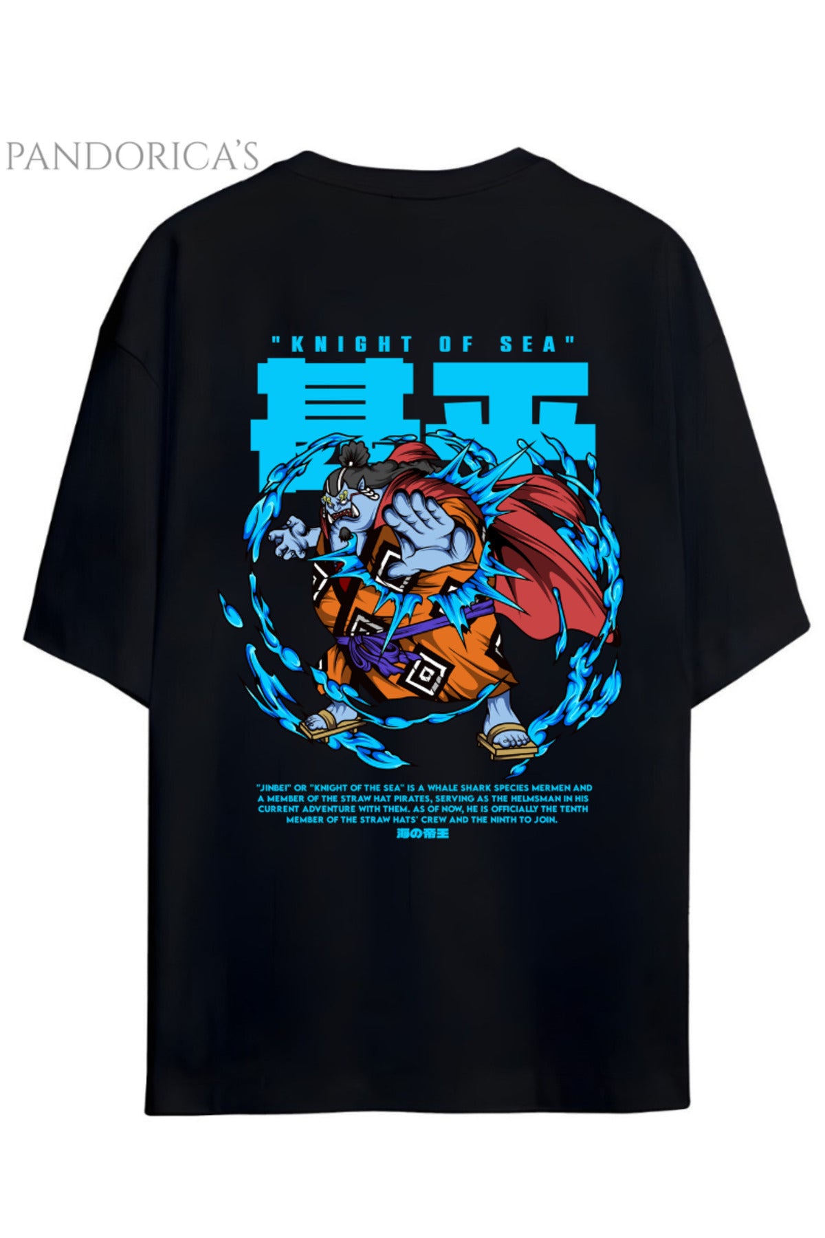 One Piece Özel Tasarım Serisi "Knight Of The Sea" Sırt Baskılı Yazılı Unisex Pamuklu Tişört