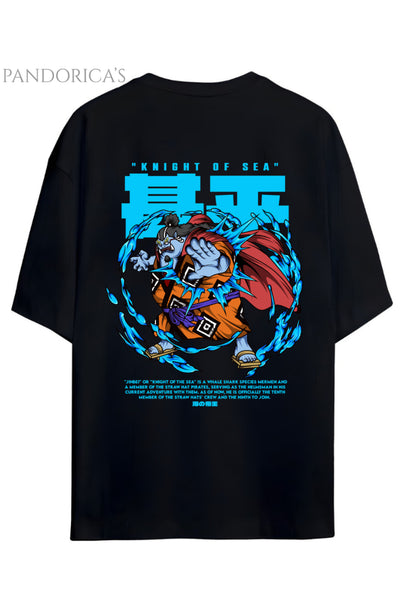 ONE PIECE ÖZEL TASARIM SERİSİ "KNIGHT OF THE SEA" SIRT BASKILI YAZILI UNISEX PAMUKLU TİŞÖRT