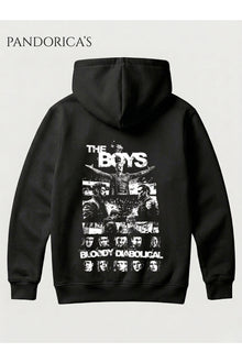 The Boys Tasarımı Kadro "BLOODY DIABOLICAL" Yazılı SIRT Baskılı Unisex Kapüşonlu Pamuklu Sweatshirt Hoodie