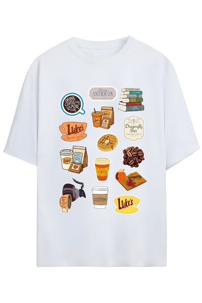 Gilmore Girls Tasarım Serisi İkonik Görseller Yazılı Baskılı Unisex Tişört