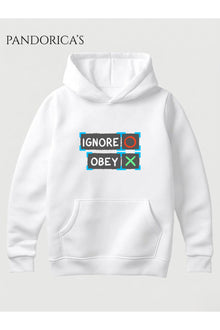 DETROIT: BECOME HUMAN Tasarımı "IGNORE/OBEY DEVIANT" Yazılı SIRT VE ÖN Baskılı Unisex Kapüşonlu Pamuklu Sweatshirt Hoodie