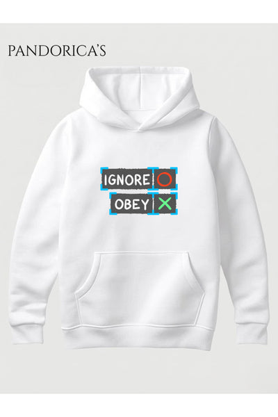 DETROIT: BECOME HUMAN Tasarımı "IGNORE/OBEY DEVIANT" Yazılı SIRT VE ÖN Baskılı Unisex Kapüşonlu Pamuklu Sweatshirt Hoodie