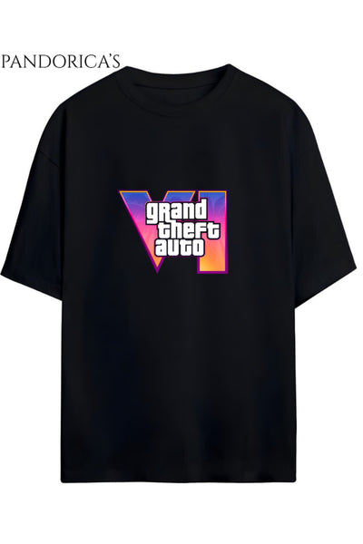 GTA Tasarımı Yazılı Baskılı Unisex Pamuklu Relaxed Kalıp Tişört