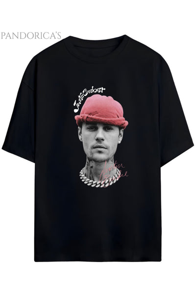 JUSTIN BIEBER BASKILI BEYAZ PAMUKLU UNISEX TİŞÖRT