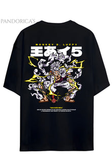 ONE PIECE ÖZEL TASARIM SERİSİ " MONKEY D. LUFFY SUN GOD NIKA " SIRT BASKILI YAZILI UNISEX PAMUKLU TİŞÖRT