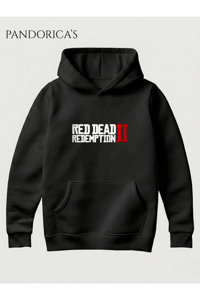 Red Dead Redemption 2 Tasarımı Yazılı Baskılı Unisex Kapüşonlu Pamuklu Sweatshirt Hoodie