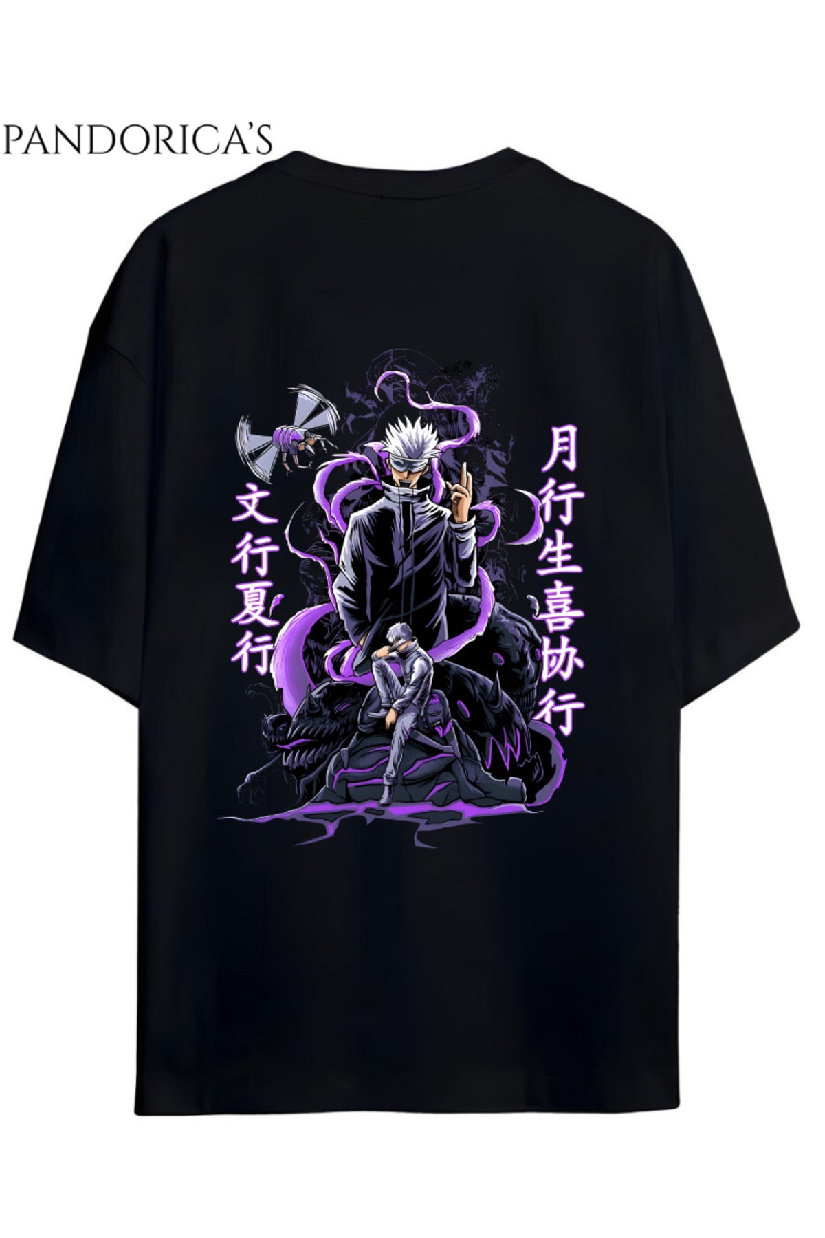 Jujutsu Kaisen Anime SerisiSatoru Gojo Sırt Baskılı Yazılı Pamuklu Unisex Tişört