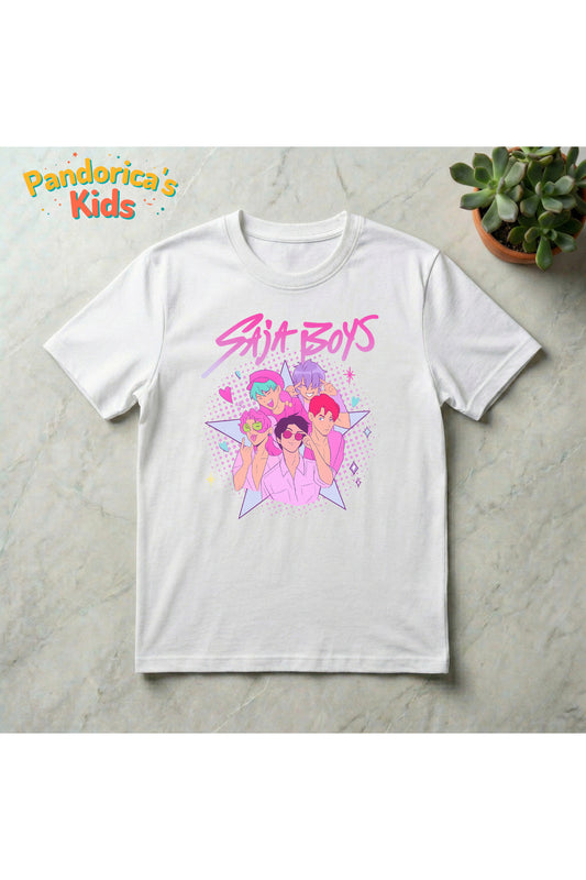 Pandorica's Kpop İblis Avcıları (Demon Hunters) Tasarımı Pamuklu Unisex Çocuk T-shirt