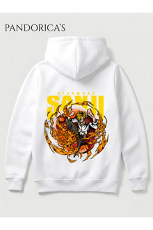 One Piece Özel Tasarım Serisi "VINSMOKE SANJI" Yazılı Sırt Baskılı Unisex Kapüşonlu Pamuklu Sweatshirt (Hoodie)