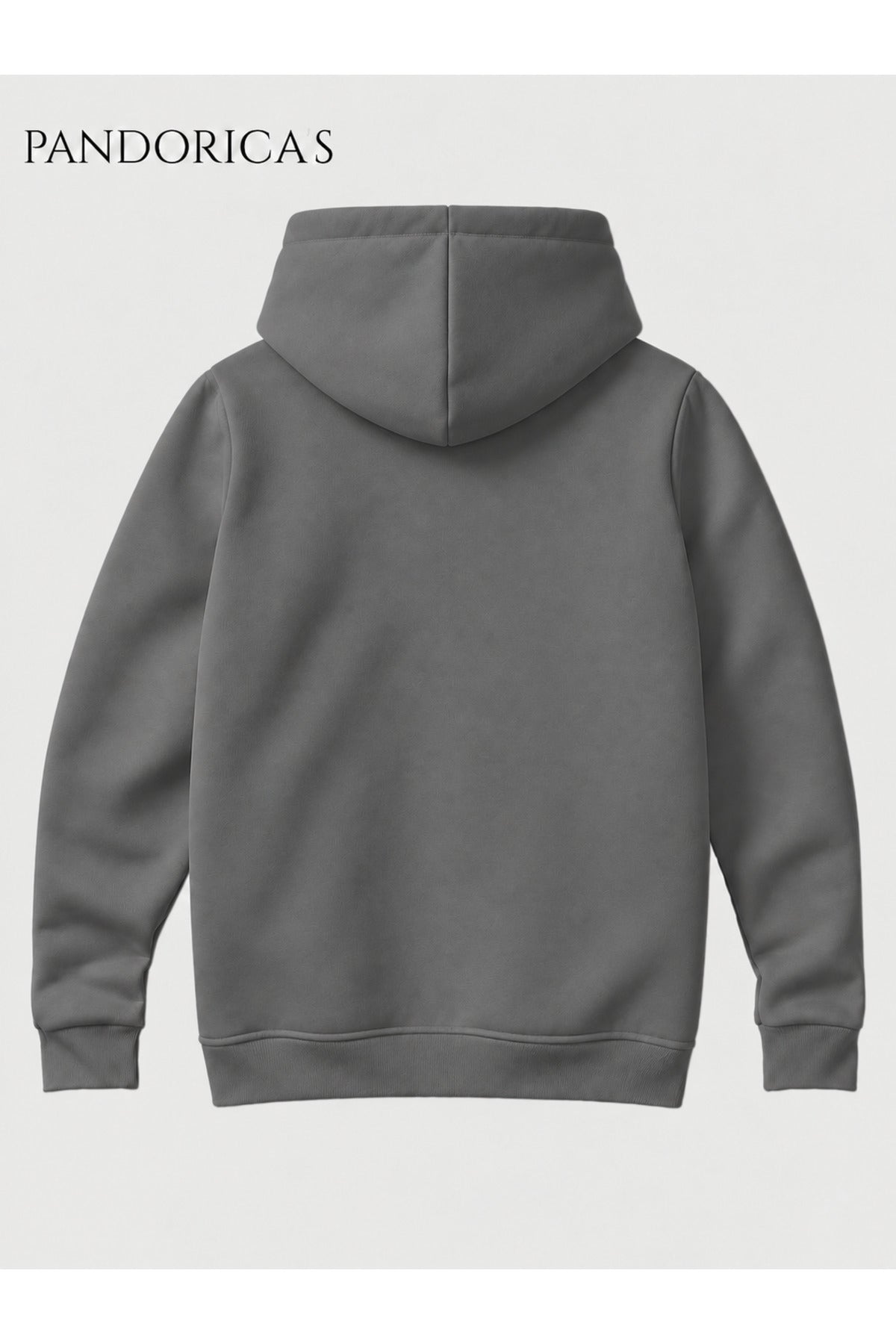 Unisex Koyu Açık Gri %100 Pamuk 3 İplik Kışlık Kapüşonlu Kanguru Cepli Basic Sweatshirt (Hoodie)