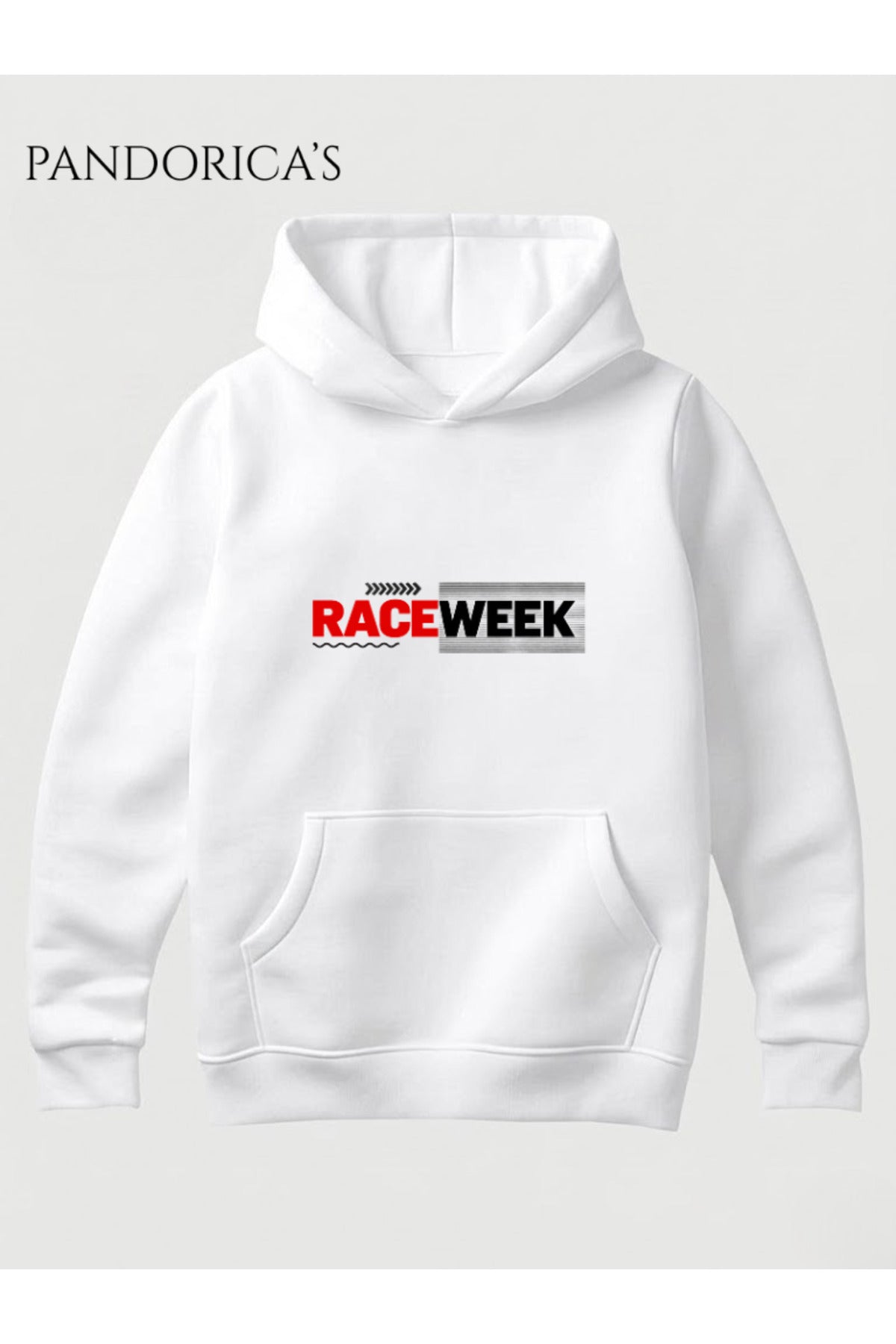 Beyaz Motor Yarış Tutkunları İçin "Race Week" Tasarımı "Practice -Qualify- Race - Repeat" Yazılı Sırt Ve Ön Baskılı Unisex Kapüşonlu Pamuklu Sweatshirt (Hoodie) - 51