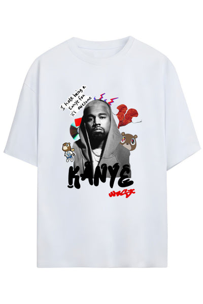 Kanye West Tasarımı Baskılı Yazılı Pamuklu Unisex T-shirt