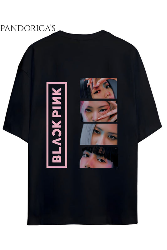 BLACKPINK Tasarım Serisi Yazılı Sırt Ve Göğüs Baskılı Unisex Relaxed Kalıp Tişört