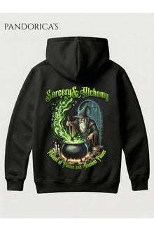 Sorcery & Alchemy Büyücü Sırt Baskılı Kapüşonlu Unisex Sweatshirt Pamuklu Hoodie