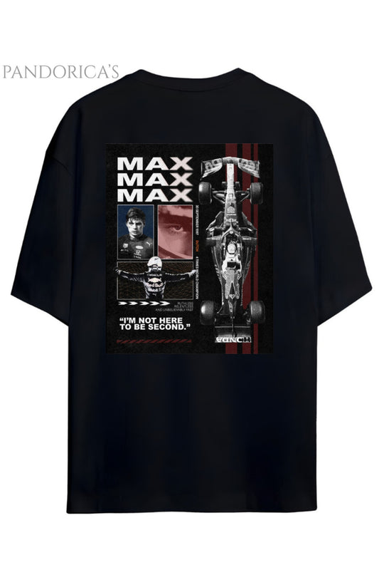 Pandorica's Max Verstappen Tasarımı Sırt Baskılı Unisex Pamuklu T-shirt