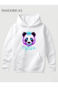 Unisex The Silent Prince Panda Baskılı Kapüşonlu Sweatshirt Graffiti Streetwear Pamuklu Hoodie