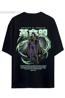 ONE PIECE ÖZEL TASARIM SERİSİ "MONKEY D. DRAGON" SIRT BASKILI YAZILI UNISEX PAMUKLU TİŞÖRT