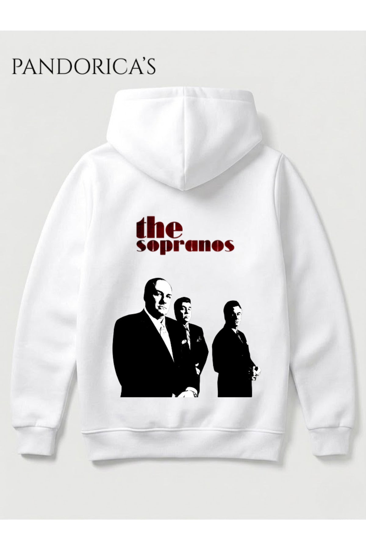 Beyaz The Sopranos Tasarımı Yazılı Sırt Baskılı Unisex Kapüşonlu Pamuklu Sweatshirt Hoodie - 78
